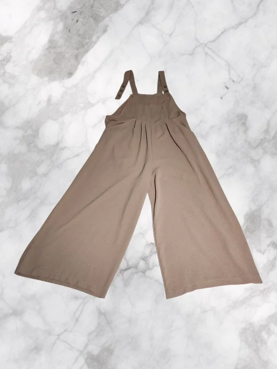 Wide-Leg Khaki Overalls Jumpsuit - Casual Women's - Picture 2 of 9